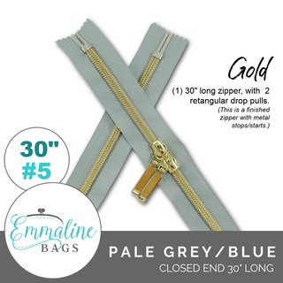 Pale Grey-Blue| Emmaline 30" Nylon Coil Zipper | *SIZE#5* with Two Rectangle Pulls