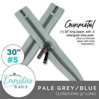 Pale Grey-Blue| Emmaline 30" Nylon Coil Zipper | *SIZE#5* with Two Rectangle Pulls
