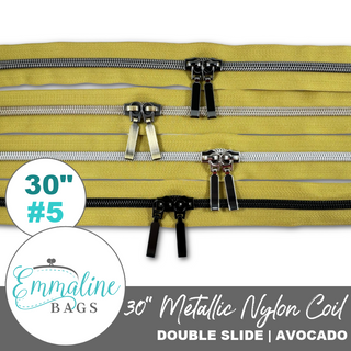 Avocado | Emmaline 30" Nylon Coil Zipper | *SIZE#5* with Two Rectangle Pulls