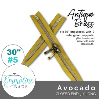 Avocado | Emmaline 30" Nylon Coil Zipper | *SIZE#5* with Two Rectangle Pulls