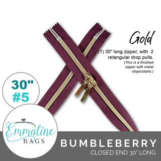 Bumbleberry | Emmaline 30" Nylon Coil Zipper | *SIZE#5* with Two Rectangle Pulls