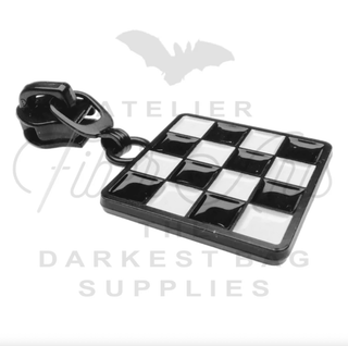 Enamel Checkerboard Zipper Sliders w/ Pulls | SIZE5 (2 Pack) - Emmaline Bags Inc. - Bag Zippers