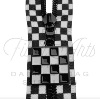 Enamel Checkerboard Zipper Sliders w/ Pulls | SIZE5 (2 Pack) - Emmaline Bags Inc. - Bag Zippers