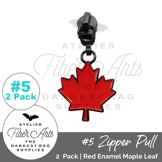 Enamel Maple Leaf Zipper Sliders w/ Pulls | SIZE5 (2 Pack) - Emmaline Bags Inc. - Bag Zippers