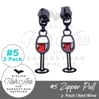 Enamel Red Wine Zipper Sliders w/ Pulls | SIZE5 (2 Pack) - Emmaline Bags Inc. - Bag Zippers