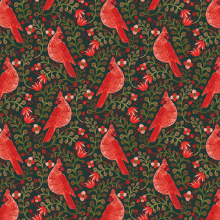 Evergreen Cardinals (Canvas) | Holiday Classics V by Rifle Paper Co. (¼ Yard) - Emmaline Bags Inc.-Fabric