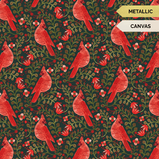Evergreen Cardinals (Canvas) | Holiday Classics V by Rifle Paper Co. (¼ Yard) - Emmaline Bags Inc.-Fabric