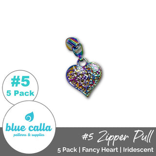 Fancy Heart Zipper Sliders with Pulls - SIZE5 (5 Pack) - Emmaline Bags Inc. - Emmaline Zippers