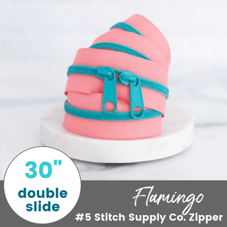 Flamingo | 30" Nylon Coil Zipper | *Size #5* with Two Pulls - Emmaline Bags Inc.-Bag Zippers