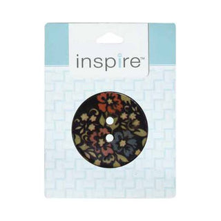 Floral Black 2 Hole Button - 41 mm (1 5/8″) // (1 per card) - Emmaline Bags Inc.