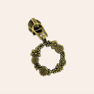 Floral Wreath | Zipper Sliders with Pulls | Size 5 (5 Pack) - Emmaline Bags Inc. - Bag Zippers