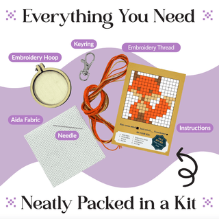 'For Fox Sake!' | Mini Matchbox Cross Stitch Kit - Emmaline Bags Inc. - Sewing Supplies & Notions