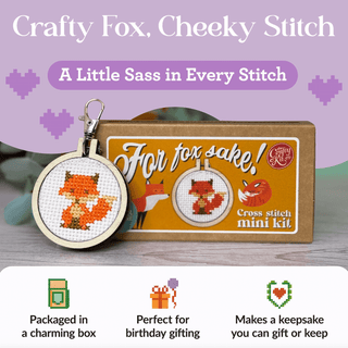 'For Fox Sake!' | Mini Matchbox Cross Stitch Kit - Emmaline Bags Inc. - Sewing Supplies & Notions
