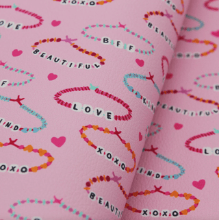 Friendship Bracelets | Zipper Valley Printed Pebble Faux Leather | 12" x 52" Pre - Cut - Emmaline Bags Inc. - Fabric