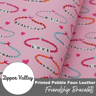 Friendship Bracelets | Zipper Valley Printed Pebble Faux Leather | 12" x 52" Pre - Cut - Emmaline Bags Inc. - Fabric