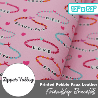 Friendship Bracelets | Zipper Valley Printed Pebble Faux Leather | 12" x 52" Pre-Cut (Small) - Emmaline Bags Inc.-Fabric