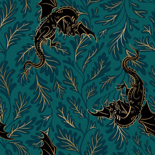 Galaxy Dragon Lair (Metallic Canvas) | Fire Glow by Ruby Star Society (¼ Yard) - Emmaline Bags Inc. - Fabric