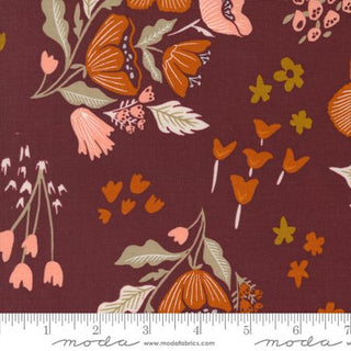 Garden Tales Large Florals - Burgundy // Folk & Lore for Moda (1/4 yard) - Emmaline Bags Inc.