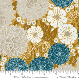 Goldenrod Dahlias & Zinnias // Field of Flowers (1/4 yard) - Emmaline Bags Inc.