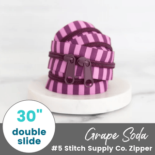 Grape Soda | 30" Nylon Coil Zipper | *Size #5* with Two Pulls - Emmaline Bags Inc.-Bag Zippers