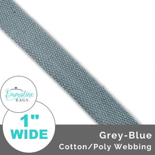 Grey-Blue | Cotton/Poly Webbing (Per 1 Yard) • 1 " Wide (25 mm) - Emmaline Bags Inc.-Straps & Handles