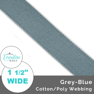 Grey-Blue| Cotton/Poly Webbing (Per 1 Yard) • 1 ½" Wide (38 mm) - Emmaline Bags Inc.-Straps & Handles