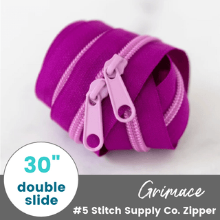 Grimace | 30" Nylon Coil Zipper | *Size #5* with Two Pulls - Emmaline Bags Inc.-Bag Zippers