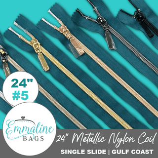Gulf Coast Teal | Emmaline 24" Nylon Coil Zipper | *SIZE5* with Rectangle Pull - Emmaline Bags Inc. - Emmaline Zippers