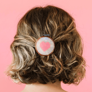 Hair Clip: Cross Stitch Embroidery Hoop French Barrette - Emmaline Bags Inc. - Sewing Supplies & Notions