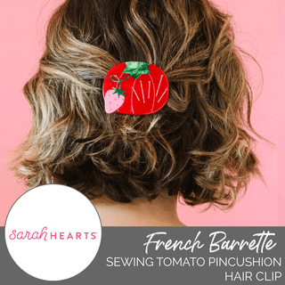 Hair Clip: Sewing Tomato Pincushion French Barrette - Emmaline Bags Inc. - Sewing Supplies & Notions