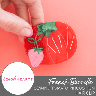 Hair Clip: Sewing Tomato Pincushion French Barrette - Emmaline Bags Inc. - Sewing Supplies & Notions