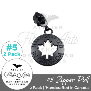 'Handcrafted in Canada' Zipper Sliders w/ Pulls | SIZE5 (2 Pack) - Emmaline Bags Inc. - Bag Zippers