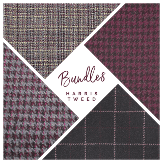Harris Tweed Raspberry Mix | 4-Piece Wool Fabric Bundle - Emmaline Bags Inc.-Fabric