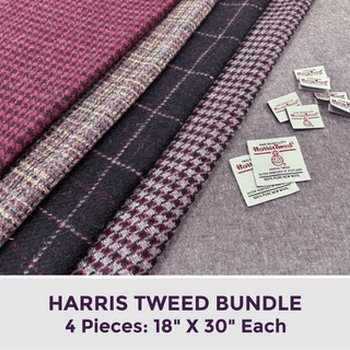 Harris Tweed Raspberry Mix | 4-Piece Wool Fabric Bundle - Emmaline Bags Inc.-Fabric