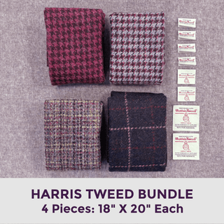 Harris Tweed Raspberry Mix | 4-Piece Wool Fabric Bundle - Emmaline Bags Inc.-Fabric