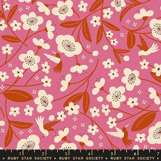 Hibiscus Blossoms | Persimmon by Ruby Star Society (¼ Yard) - Emmaline Bags Inc.-Fabric