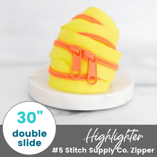 Highlighter | 30" Nylon Coil Zipper | *Size #5* with Two Pulls - Emmaline Bags Inc.-Bag Zippers