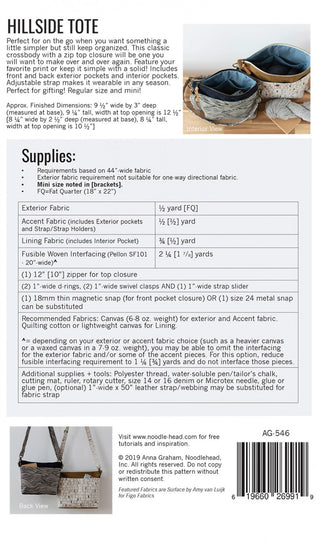 Hillside Tote - Complete Bag Making Kit - Emmaline Bags Inc. - Bag Kit