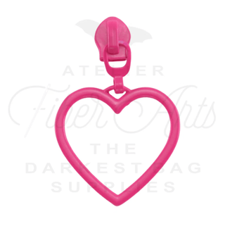 Hot Pink Large Heart Sliders w/ Pulls | SIZE5 (2 Pack) - Emmaline Bags Inc. - Bag Zippers
