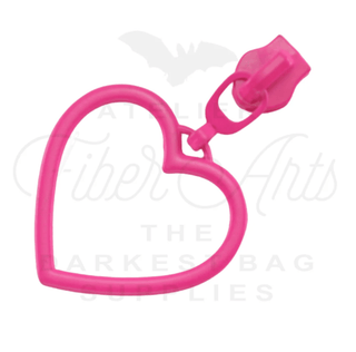 Hot Pink Large Heart Sliders w/ Pulls | SIZE5 (2 Pack) - Emmaline Bags Inc. - Bag Zippers