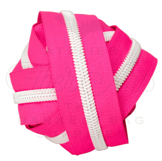 Hot Pink & White Coil | Nylon Coil Zipper | SIZE5* (3.25 Yards) - Emmaline Bags Inc.-Bag Zippers