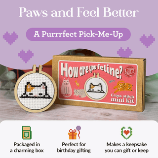 How Are You Feline? | Mini Matchbox Cross Stitch Kit - Emmaline Bags Inc. - Sewing Supplies & Notions