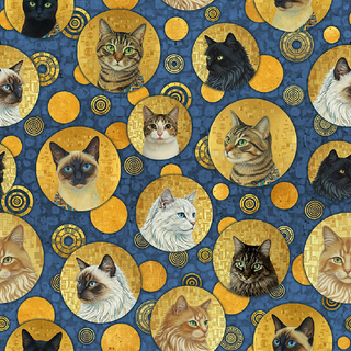 Imperial Cattitudes | Klimty Cats by Patrick Lose (¼ Yard) - Emmaline Bags Inc.-Fabric