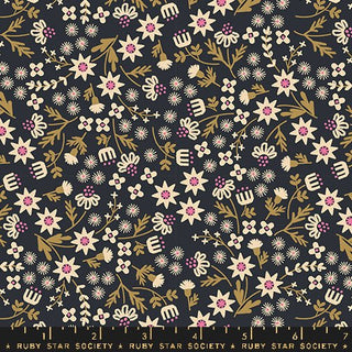 Inflorescence in Black • Favorite Flowers (1/4 yard) - Emmaline Bags Inc.