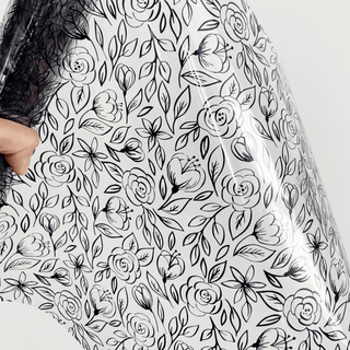 Inked Rose | Zipper Valley Clear TPU Vinyl | 12" x 52" Pre - cut - Emmaline Bags Inc. - Fabric