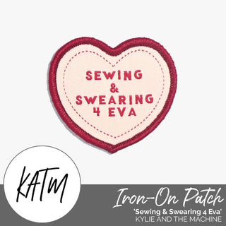 Iron - On Patch: 'Sewing & Swearing 4 Eva' | KATM - Emmaline Bags Inc. - Sewing Supplies & Notions