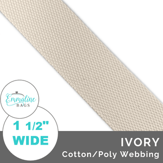 Ivory | Cotton/Poly Webbing (Per 1 Yard) • 1 ½" Wide (38 mm) - Emmaline Bags Inc. - Straps & Handles