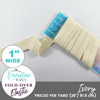 Ivory | Fold-Over Elastic (Per 1 Yard) • 1 " Wide (25 mm) - Emmaline Bags Inc.-Sewing Supplies & Notions