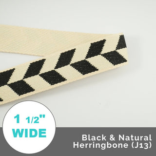 Jacquard Webbing 1 1/2" (38mm) Wide (Per 1 Yard) - Emmaline Bags Inc.