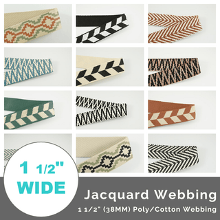 Jacquard Webbing 1 1/2" (38mm) Wide (Per 1 Yard) - Emmaline Bags Inc.